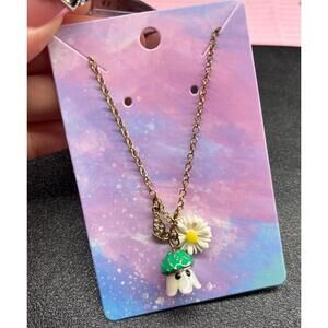 Mushroom ghost necklace butterfly flower